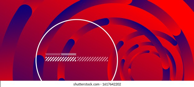Abstract background. Geometric circles and fluid gradient. Line design, technology hi-tech digital illustration. Vector Illustration For Wallpaper, Banner, Background, Card, Book Illustration, landing