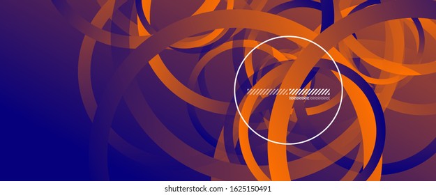 Abstract background. Geometric circles and fluid gradient. Line design, technology hi-tech digital illustration. Vector Illustration For Wallpaper, Banner, Background, Card, Book Illustration, landing