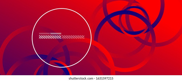 Antecedentes abstractos. Círculos geométricos y gradiente de fluidos. Diseño de línea, ilustración digital de alta tecnología tecnológica. Ilustración vectorial para papel de escritorio, pancarta, fondo, tarjeta, ilustración del libro, aterrizaje