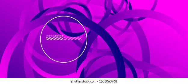Abstract background. Geometric circles and fluid gradient. Line design, technology hi-tech digital illustration. Vector Illustration For Wallpaper, Banner, Background, Card, Book Illustration, landing