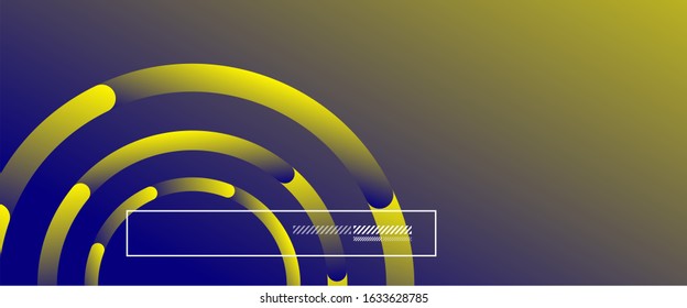 Abstract background. Geometric circles and fluid gradient. Line design, technology hi-tech digital illustration. Vector Illustration For Wallpaper, Banner, Background, Card, Book Illustration, landing