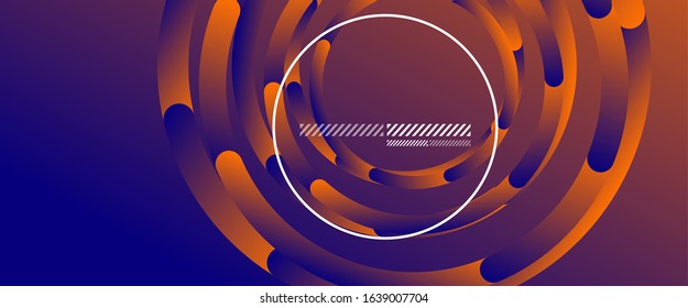 Abstract background. Geometric circles and fluid gradient. Line design, technology hi-tech digital illustration. Vector Illustration For Wallpaper, Banner, Background, Card, Book Illustration, landing