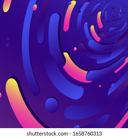 Abstract background. Geometric circles and fluid gradient. Line design, technology hi-tech digital illustration.