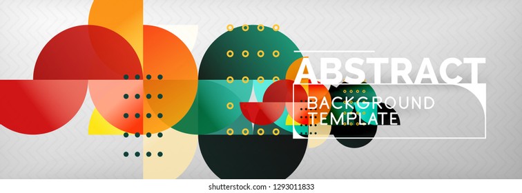 Fundo abstrato, composição geométrica, círculos dinâmicos e formas redondas modelo de design, ilustração vetorial