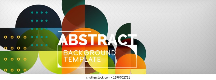 Fondo abstracto, composición geométrica, círculos dinámicos y plantilla de diseño de formas redondeadas, ilustración vectorial
