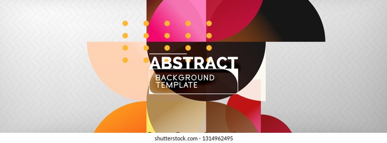 Fondo abstracto, composición geométrica, círculos dinámicos y plantilla de diseño de formas redondeadas, ilustración vectorial