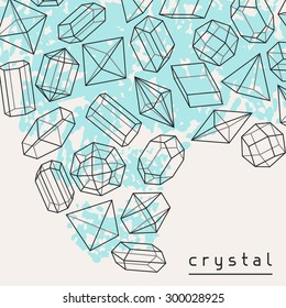 Abstract background with geometric crystals and minerals.
