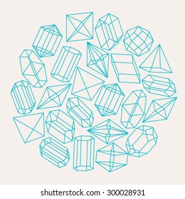Abstract background with geometric crystals and minerals.