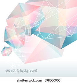 Abstract background with geometric crystals and minerals.
