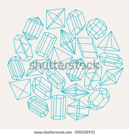 Abstract background with geometric crystals and minerals.