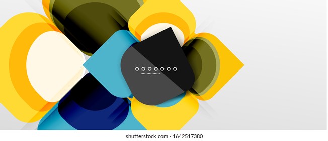 Fondo abstracto - composición de flor de diseño de papel de corte geométrico o de forma cuadrada. Ilustración vectorial para fondo de escritorio, pancarta, fondo, tarjeta, ilustración del libro, página de inicio