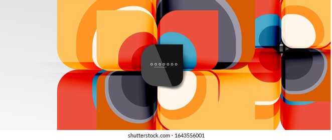 Fondo abstracto - composición de flor o forma cuadrada de diseño de papel de corte geométrico. Ilustración vectorial para papel tapiz, pancarta, fondo, tarjeta, ilustración del libro, página de inicio