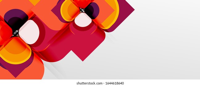 Fondo abstracto - composición de flor o forma cuadrada de diseño de papel de corte geométrico. Ilustración vectorial para papel tapiz, pancarta, fondo, tarjeta, ilustración del libro, página de inicio
