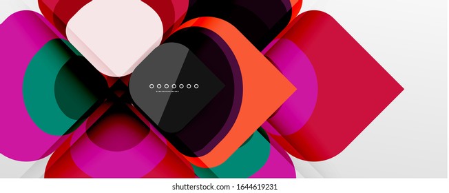 Abstract background - geometric cut paper design flower or square shape composition. Vector Illustration For Wallpaper, Banner, Background, Card, Book Illustration, landing page