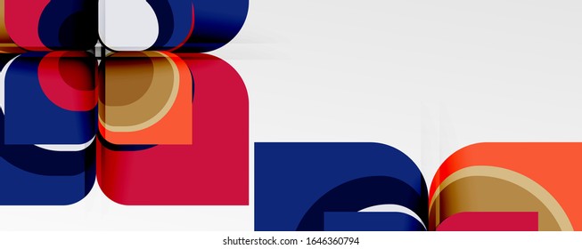 Fondo abstracto - composición de flor o forma cuadrada de diseño de papel de corte geométrico. Ilustración vectorial para papel tapiz, pancarta, fondo, tarjeta, ilustración del libro, página de inicio