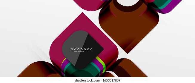 Fundo abstrato - design de papel corte geométrico composição de flor ou forma quadrada. Ilustração vetorial para papel de parede, banner, plano de fundo, cartão, ilustração de livro, página inicial