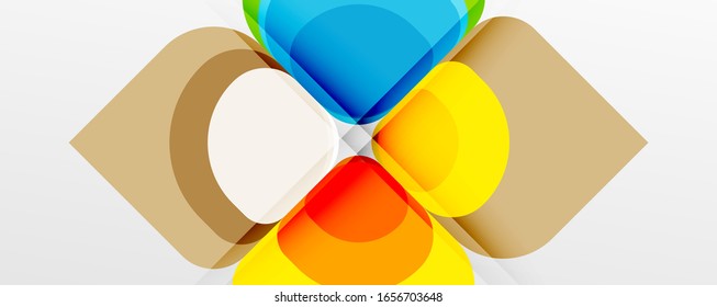 Fondo abstracto - composición de flor o forma cuadrada de diseño de papel de corte geométrico. Ilustración vectorial para papel tapiz, pancarta, fondo, tarjeta, ilustración del libro, página de inicio