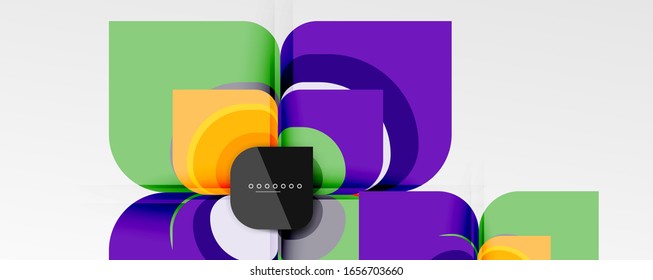 Fondo abstracto - composición de flor o forma cuadrada de diseño de papel de corte geométrico. Ilustración vectorial para papel tapiz, pancarta, fondo, tarjeta, ilustración del libro, página de inicio