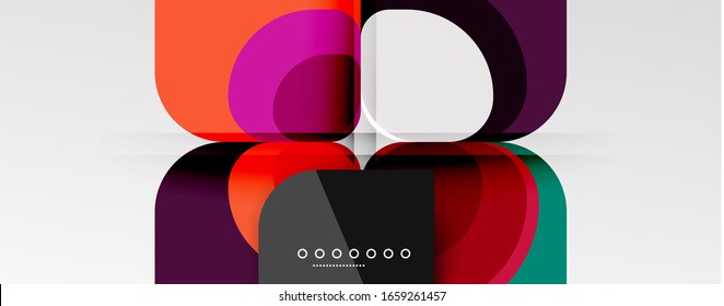 Fondo abstracto - composición de flor o forma cuadrada de diseño de papel de corte geométrico. Ilustración vectorial para papel tapiz, pancarta, fondo, tarjeta, ilustración del libro, página de inicio
