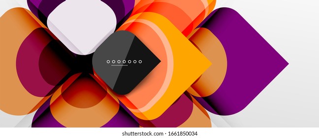 Abstract background - geometric cut paper design flower or square shape composition. Vector Illustration For Wallpaper, Banner, Background, Card, Book Illustration, landing page