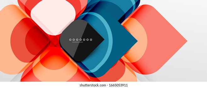 Fondo abstracto - composición de flor o forma cuadrada de diseño de papel de corte geométrico. Ilustración vectorial para papel tapiz, pancarta, fondo, tarjeta, ilustración del libro, página de inicio