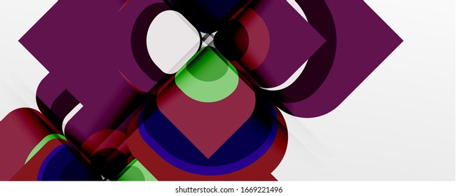 Abstract background - geometric cut paper design flower or square shape composition. Vector Illustration 