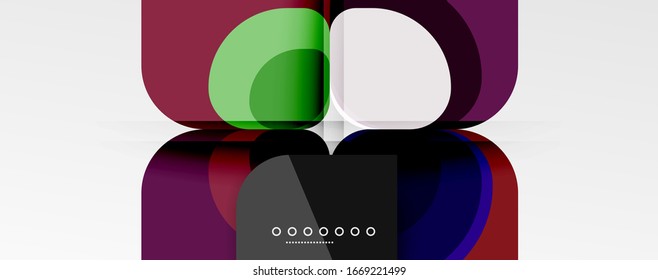 Abstract background - geometric cut paper design flower or square shape composition. Vector Illustration 