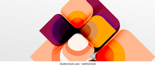 Abstract background - geometric cut paper design flower or square shape composition. Vector Illustration 