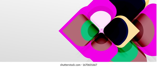 Abstract background - geometric cut paper design flower or square shape composition. Vector Illustration For Wallpaper, Banner, Background, Card, Book Illustration, landing page