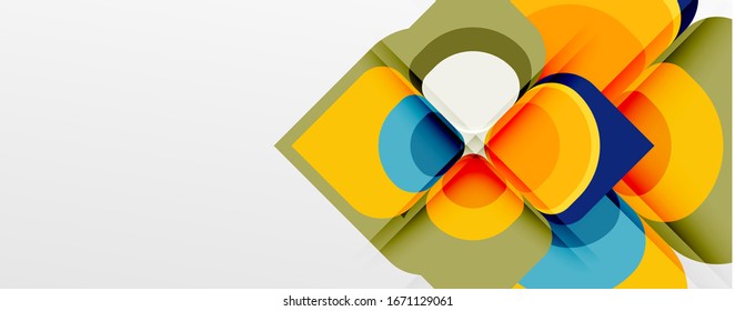 Abstract background - geometric cut paper design flower or square shape composition. Vector Illustration For Wallpaper, Banner, Background, Card, Book Illustration, landing page