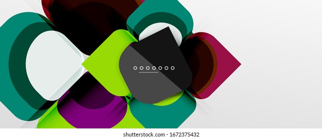 Fondo abstracto - composición de flor o forma cuadrada de diseño de papel de corte geométrico. Ilustración vectorial para papel tapiz, pancarta, fondo, tarjeta, ilustración del libro, página de inicio