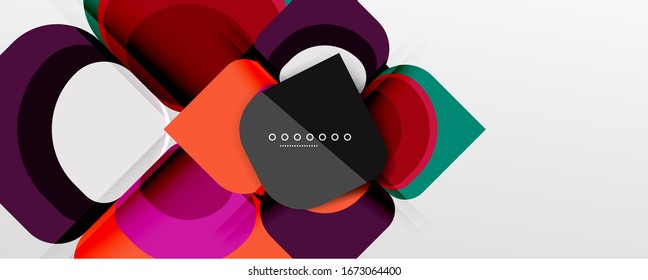 Abstract background - geometric cut paper design flower or square shape composition. Vector Illustration For Wallpaper, Banner, Background, Card, Book Illustration, landing page