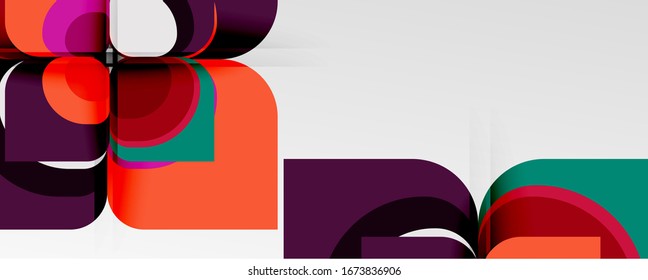 Abstract background - geometric cut paper design flower or square shape composition. Vector Illustration For Wallpaper, Banner, Background, Card, Book Illustration, landing page