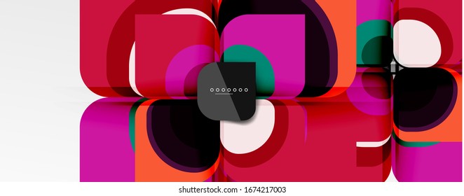 Fondo abstracto - composición de flor o forma cuadrada de diseño de papel de corte geométrico. Ilustración vectorial para papel tapiz, pancarta, fondo, tarjeta, ilustración del libro, página de inicio