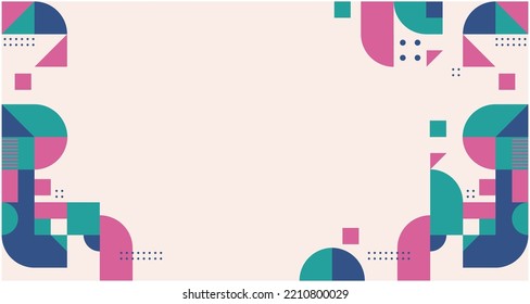 Abstract background of geometric design in Bauhaus style. Vector seamless pattern with colorful.punchy pastel color