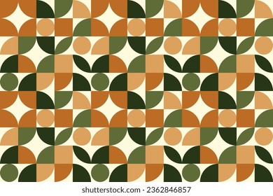Abstract background of geometric design in Bauhaus style. Vector seamless pattern with Retro Mid Century colors. ready to use for textile, cloth, wrap and other.