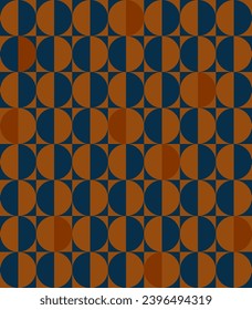 Abstrakter Hintergrund des geometrischen Designs im Bauhaus-Stil. Vektornahtloses Muster mit Retro Mid Century Farben. gebrauchsfertig für Textilien, Tuch, Packung und andere. Abstraktes Vektormuster aus dem Mittelalter 