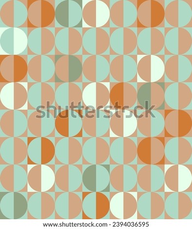 Abstract background of geometric design in Bauhaus style. Vector seamless pattern with Retro Mid Century colors. ready to use for textile, cloth, wrap and other. Mid-Century Abstract Vector Pattern 