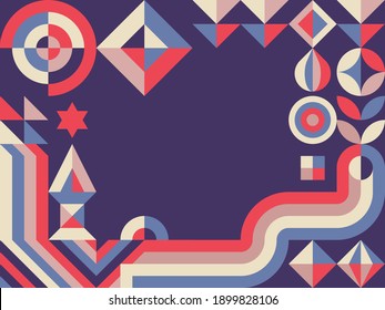 Abstract background geometric design. Graphic pattern digital horizontal banner. Mosaic ornament layout. Creative graphic collage. Future technology concept poster. Vector illustration.