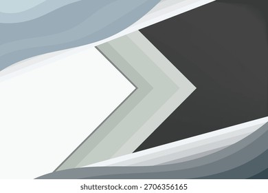 Fundo abstrato com um design geométrico em tons de branco, cinza e preto. Possui formas de gradiente sobrepostas e um efeito metálico ou de metal escovado.