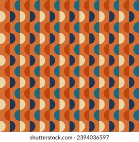 Abstract background of geometric design. Vector seamless pattern with Retro Mid Century colors. ready to use for textile, cloth, wrap and other. Mid-Century Abstract Vector Pattern 