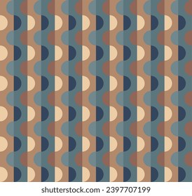 Abstract background of geometric design. Vector seamless pattern with Retro Mid Century colors. ready to use for textile, cloth, wrap and other. Mid-Century Abstract Vector Pattern 
