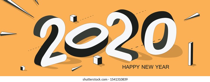 Abstract background with geometric elements design 2020, Happy New Year.