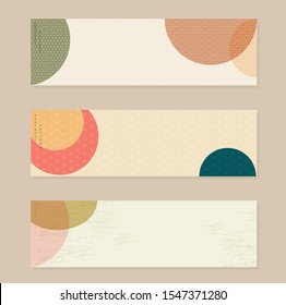 Abstract background with geometric elements. Japanese wave pattern with circle background. Asian banner design. Chinese sunset template. Wavy cover and layout. 
