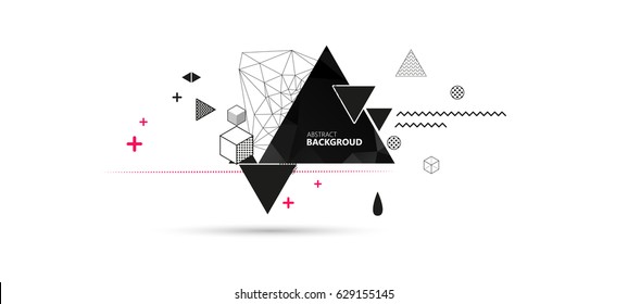 Abstract Background. Geometric elements memphis in the style of 80's. Vector illustration.
