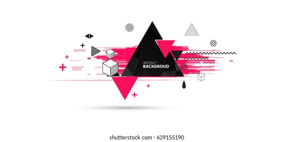 Abstract Background. Geometric elements memphis in the style of 80's. Vector illustration.