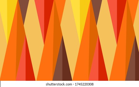 Abstract background of geometric elongated triangular bright summer orange-yellow shapes with a pattern in the form of vertical stripes