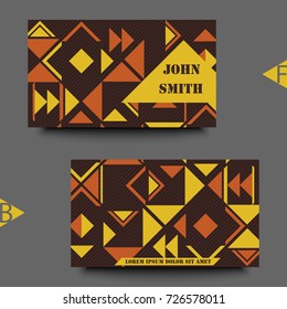 Abstract background with geometric ethnic pattern. Business card template with abstract background. Eps10 Vector illustration