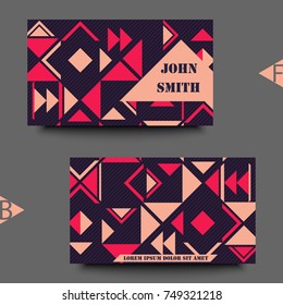 Abstract background with geometric ethnic pattern. Business card template with abstract background. Eps10 Vector illustration