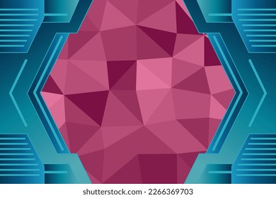 Abstract background with geometric facets and futuristic gradient frame plates. 